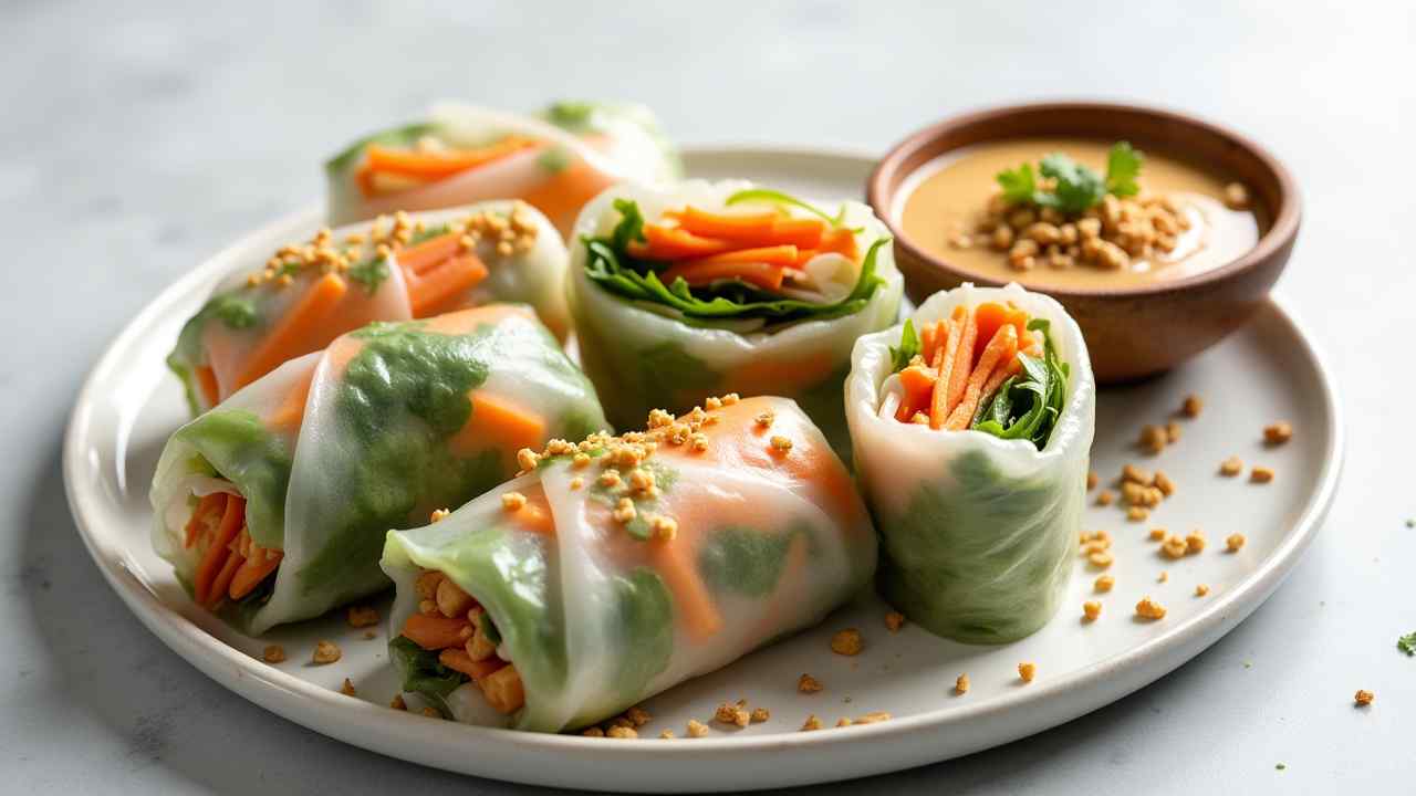 🌿 Fresh & Easy Vegan Spring Rolls Recipe (with Peanut Sauce)